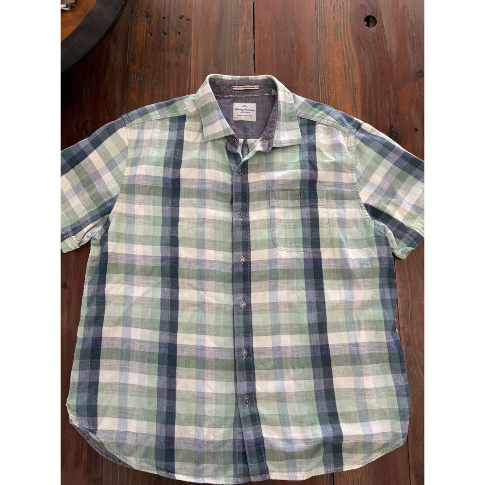 Tommy Bahama Island Camp Shirt Mens Extra Large XL Short Sleeve Woven Plaid